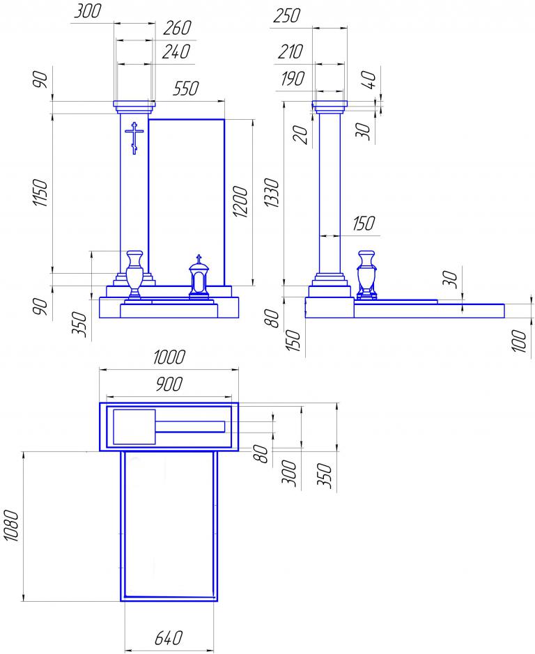 Чертеж памятника на могилу