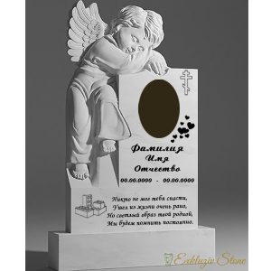 Памятник ребенку с ангелом из белого камня